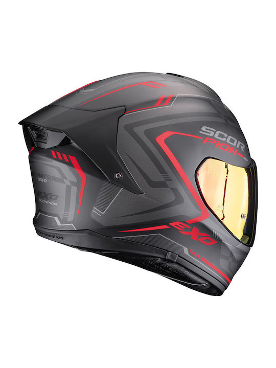Scorpion Exo 530 Air Slope Matt Black-Red Motorcycle Helmet Full Face ECE 22.06 with Pinlock and Sun Visor