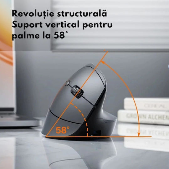 Qova Ασύρματο Εργονομικό Bluetooth Vertical Ποντίκι Μαύρο