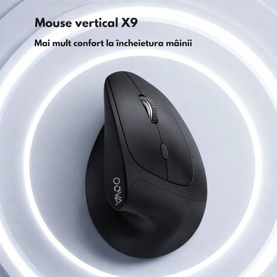 Qova Ασύρματο Εργονομικό Bluetooth Vertical Ποντίκι Μαύρο