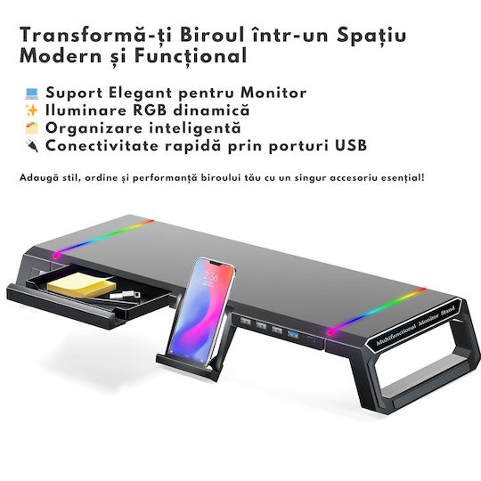Newstar Suport Monitor de Birou 4 Porturi USB