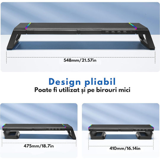 Newstar Suport Monitor de Birou 4 Porturi USB