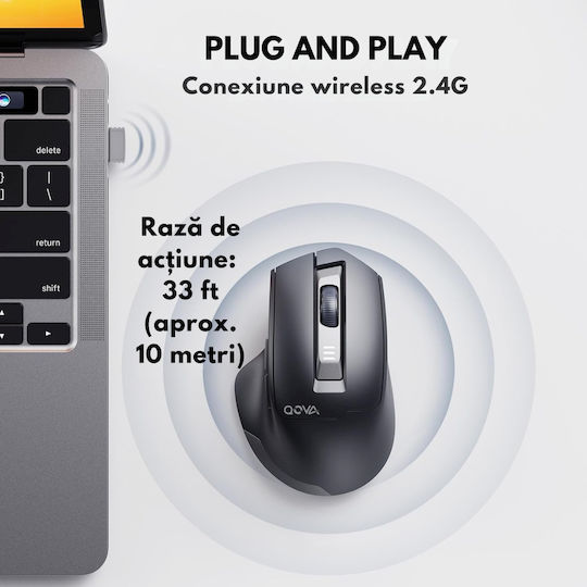 Qova Безжичен Ергономичен Bluetooth Тъчпад Черен