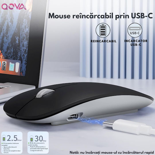 Qova Wireless Ergonomic Bluetooth Mouse Black
