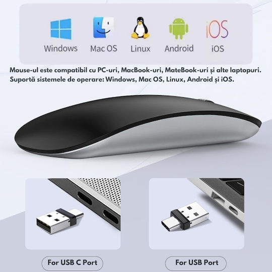 Qova Wireless Ergonomic Bluetooth Mouse Black