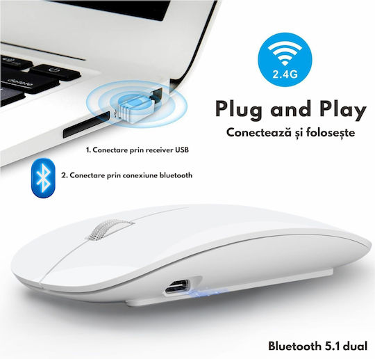 Qova Kabelloses Ergonomisches Bluetooth Mäuse Weiß