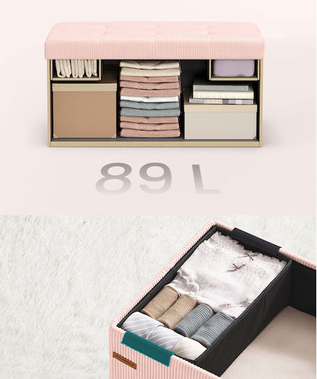 Bench Stool with Storage Space Wooden Pink 76x38x38cm
