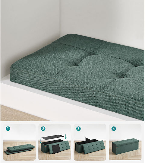 Taburet cu Spațiu de Depozitare din Lemn Verde 110x38x38cm