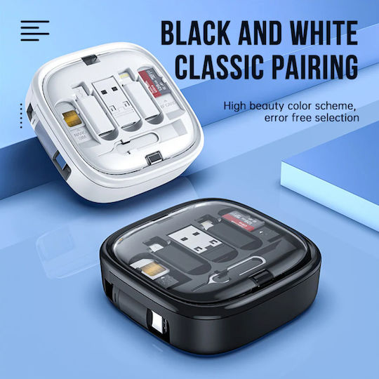VFAN Retractable USB to Type-C / Lightning / micro USB Cable 3A White 1m