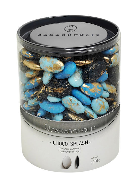 Zaxaropolis Jordan Almonds Choco Splash in Standard Shape with Chocolate Flavour Blue 1000gr