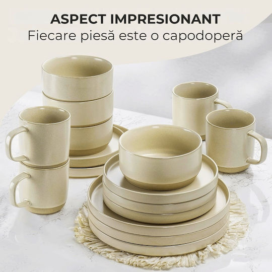 Miamio Bej Ceramică Set de Vase 16buc