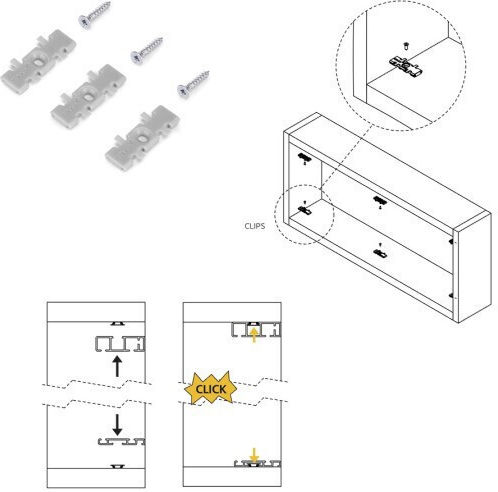 Two-Door Closet Mechanism with Brakes Emuca Flow 2 Width 2350mm Silver