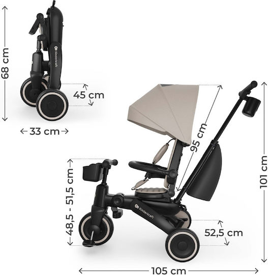 Kinderkraft Jazz 3 Convertible with Parental Handle 5 in 1 for 9 Months Beige