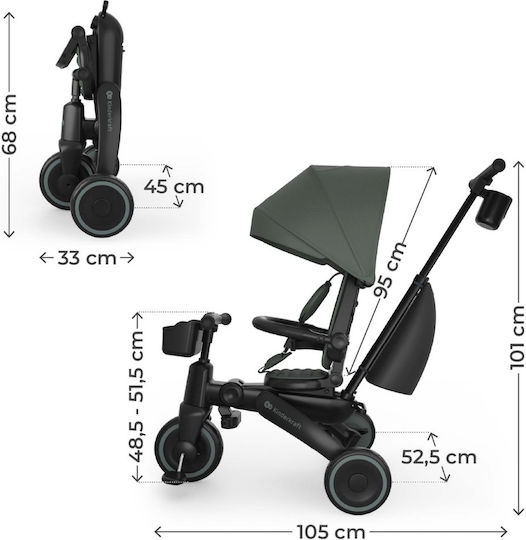 Kinderkraft Jazz 3 Wandelbar mit Elterngriff 5 in 1 für 9 Monate Grünes