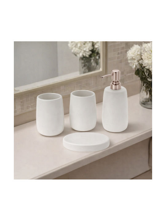 Roza Set Accesorii Pentru Baie Ceramic Alb 4 Bucăți Roza Set Accesorii Pentru Baie Ceramic Alb 4 Bucăți