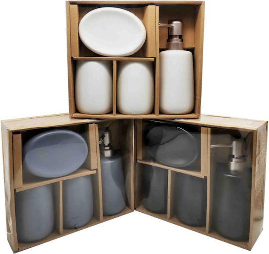 Roza Bathroom Accessory Set Ceramic White 4 Pieces