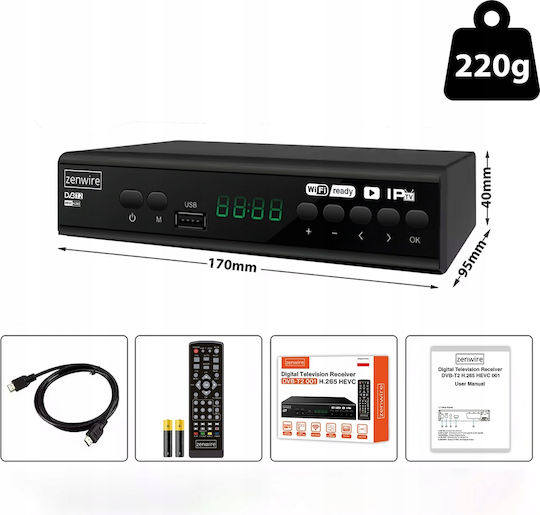 Tuner Satellite Decoder Dvb-t2 Hevc H.265 Full Hd Terrestrial Tv Usb Zenwire Dvb-t2 001