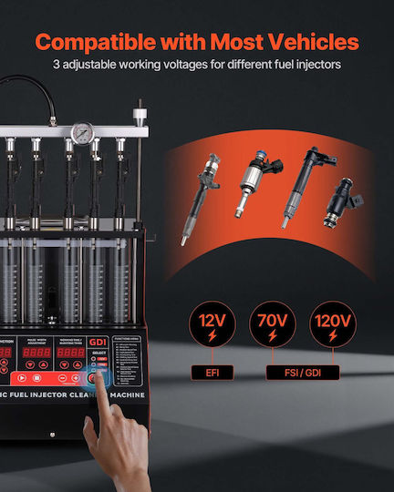 Vevor Injector Cleaning Machine 9 Test Functions Ultrasonic 6-Cylinder 28khz Adjustable 12v 70v 120v Cars & Motorcycles Csbpyzqxj6g1pal6a001v2