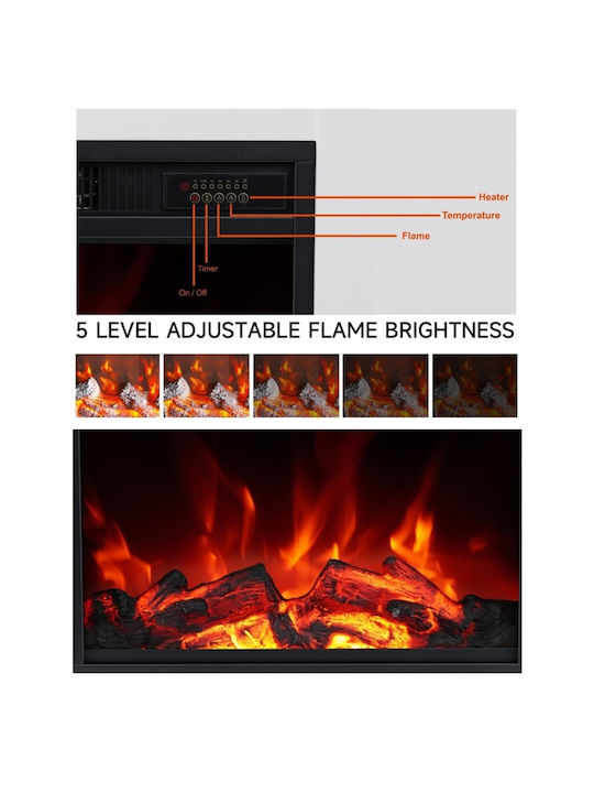 Hitense Floor Electric Fireplace 1350W 64.5x23.5cm Black