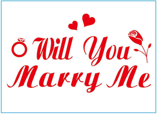 Sticker Decal Alista Home Temă Nuntă Text Design "Will You Marry Me" 21x29 Cm Roșu