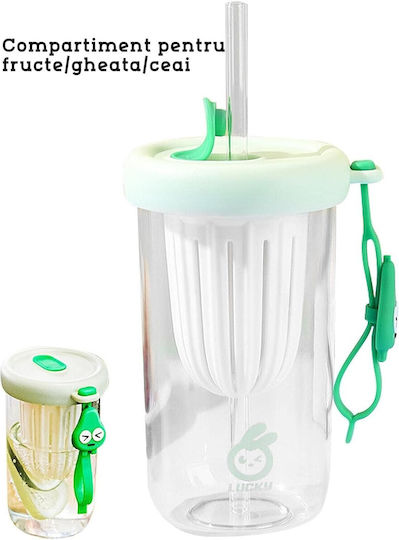 Alista Home Sticlă Pentru Copii Din Plastic Cu Pai Verde 500ml