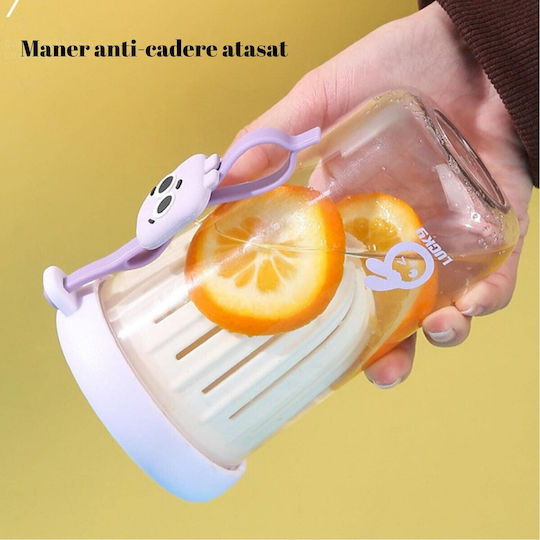 Alista Home Sticlă Pentru Copii Din Plastic Cu Pai Violet 500ml