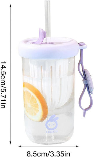 Alista Home Sticlă Pentru Copii Din Plastic Cu Pai Violet 500ml