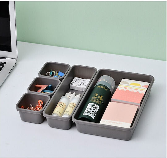 Set 8 Cutii Depozitare Sertar Cosmetice Ustensile Bucătărie Textile Plastic Gri Alista Home 23.5 X 16 Cm