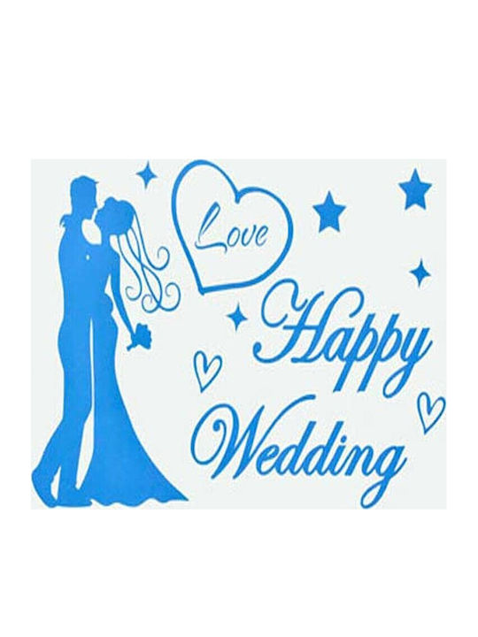 Sticker Decal Alista Home Wedding Theme Happy Wedding Text Design 21x29 Cm Blue