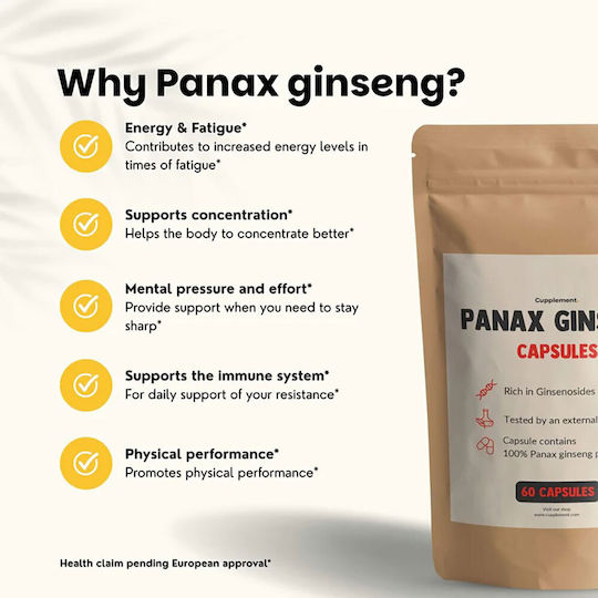 Cupplement Panax Ginseng Extract 500mg 60 κάψουλες