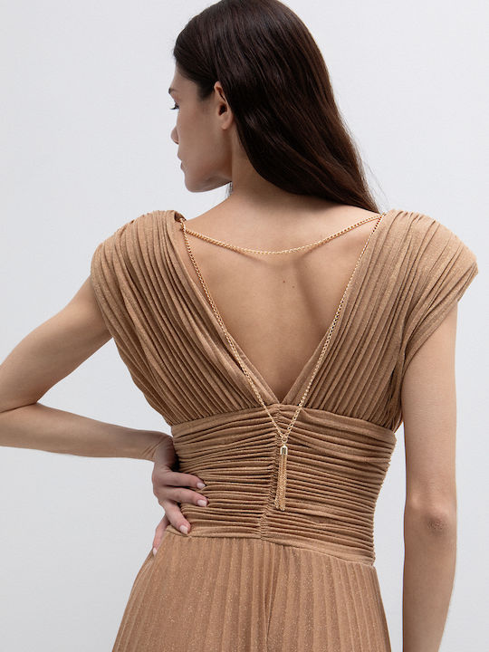 Sommer Midi Abendkleid Gold