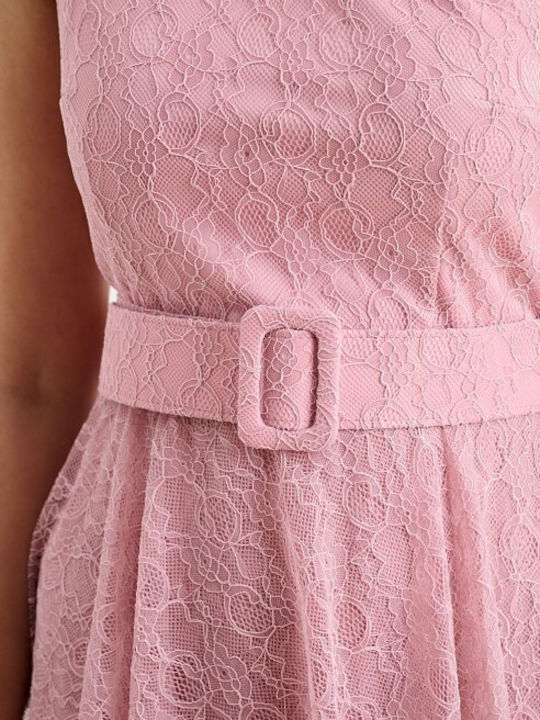 Summer Maxi Dress for Wedding and Christening with Lace Pink