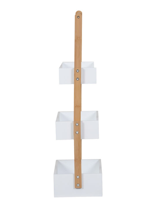Pakketo Arvy Floor Bathroom Shelf Wooden 32x20x75.5cm White