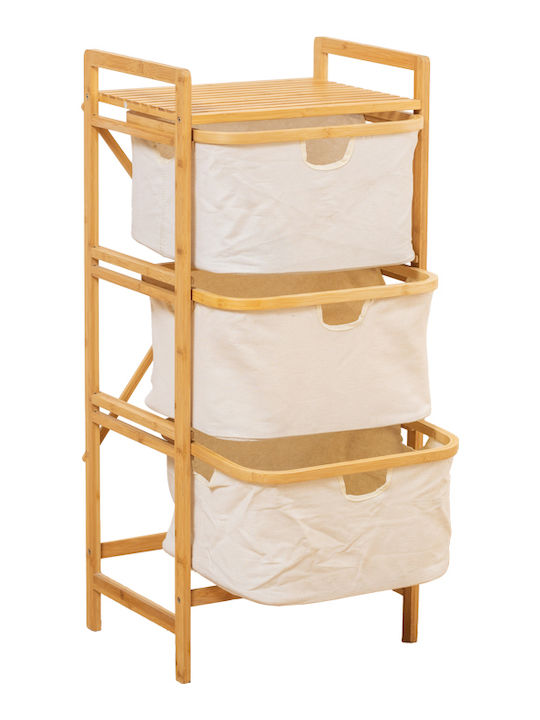 Pakketo Hanev Floor Bathroom Shelf Wooden 44x33x96cm Beige