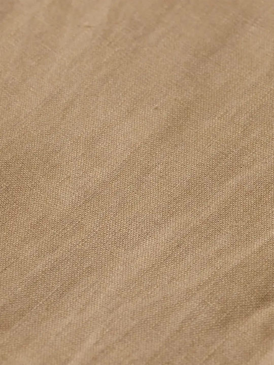 Long Sleeve Linen Shirt In Regular Fit Beige