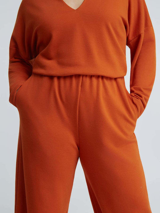 Women's Fabric Trousers with Rubber Band Orange 0039.2572.NETTO-dark-orange