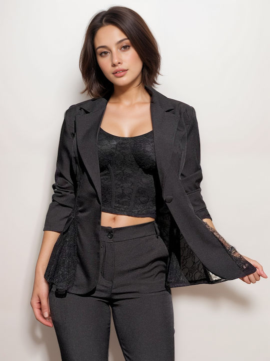Women's Black Set with Trousers with Rubber Band