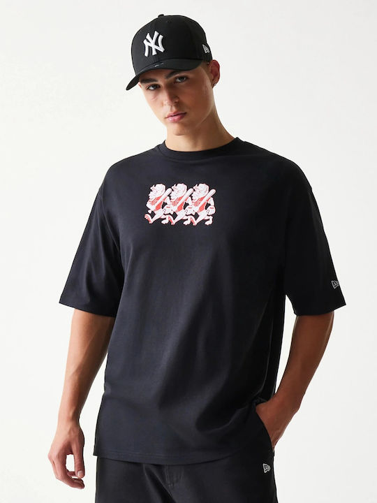 New Era Baseball Cows Character Graphic Black Oversized T-shirt New Era Baseball Cows Character Graphic Black Oversized T-shirt