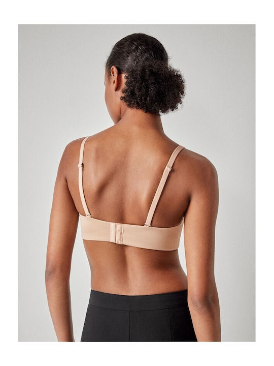 Nude Strapless Bra with Light Padding and Underwire