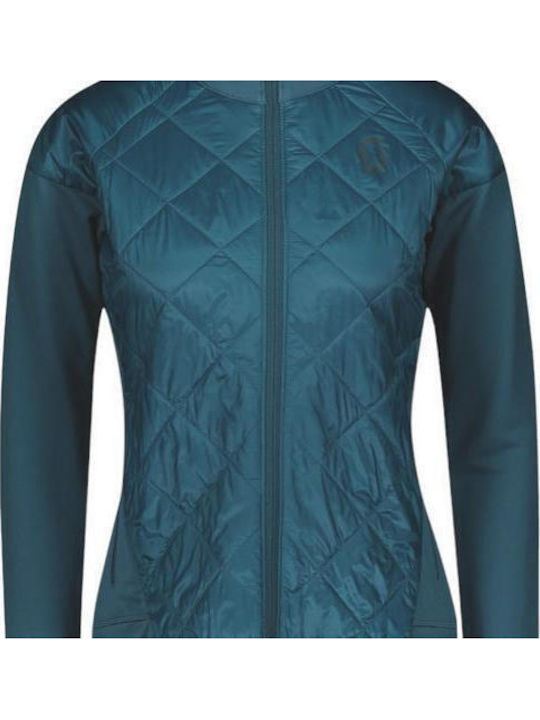 Women's Cardigan with Zipper Majolica Blue