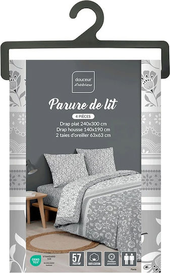 Douceur d'Intérieur Σετ Σεντόνια Μονά 140x190εκ. 4 (4τμχ)