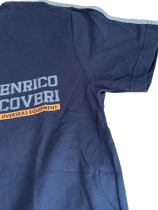 Enrico Coveri Sommer Herrenpyjama Bluse Marineblau