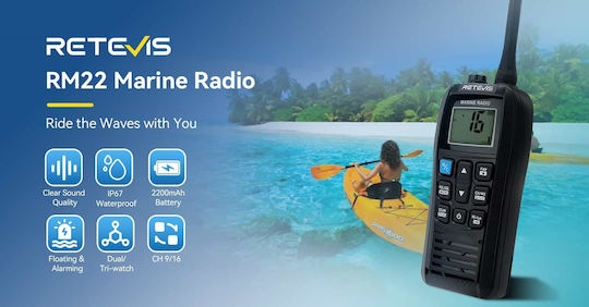 Retevis RM22 Kabelloser CB- und Zwei-Wege-Funkgerät VHF Marine 6W mit Monochrom-Display