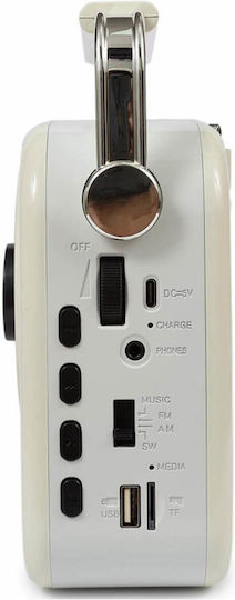 Sanyo Portable Retro Tabletop Radio with Bluetooth White