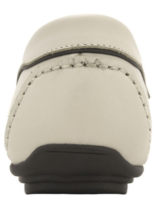 Leather Men's Loafers In White Colour