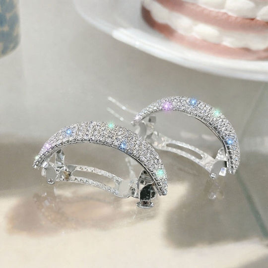 Hair Accessories Clip Barrette Silver Crystal Ponytail Eleora