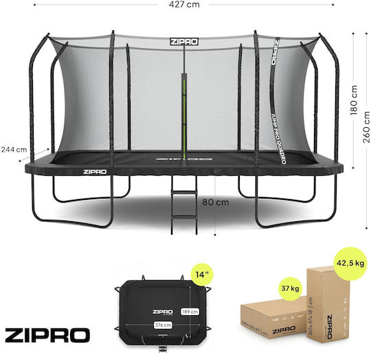 Zipro Jumppro Quadro Trambulină În Aer Liber 427x244 cm