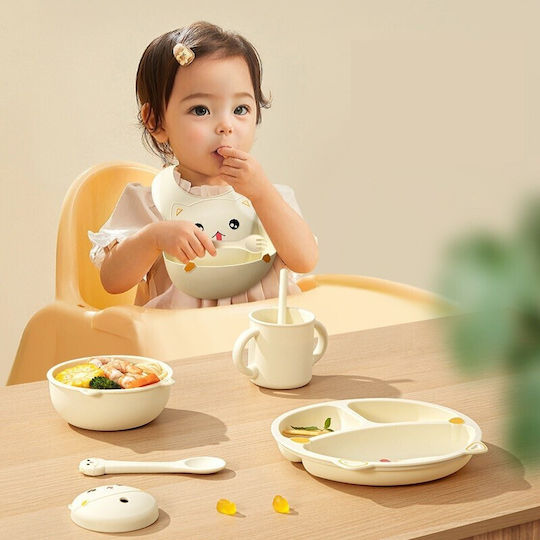 Alista Home Set De Masă Din Silicon Bej 5 Piese Pentru 12+ Luni