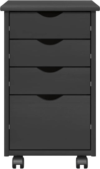 Office Storage Drawer from Solid Wood with Wheels Grey 34x39x56cm