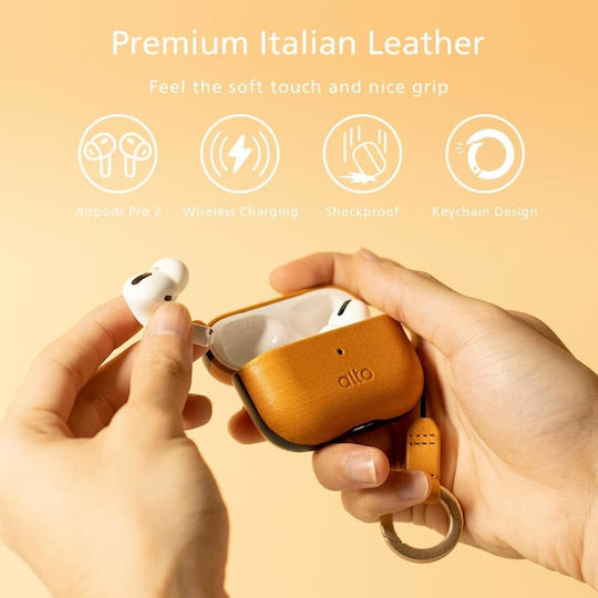 Alto Θήκη Δερμάτινη με Γάντζο σε Καφέ χρώμα για Apple AirPods Pro 2