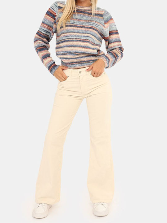 Willa High Waist Women's Jean Trousers Flared Cream